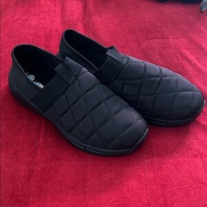 Black Quilted Slip-On Shoes